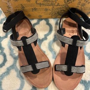 Free People Black and Silver Sandals